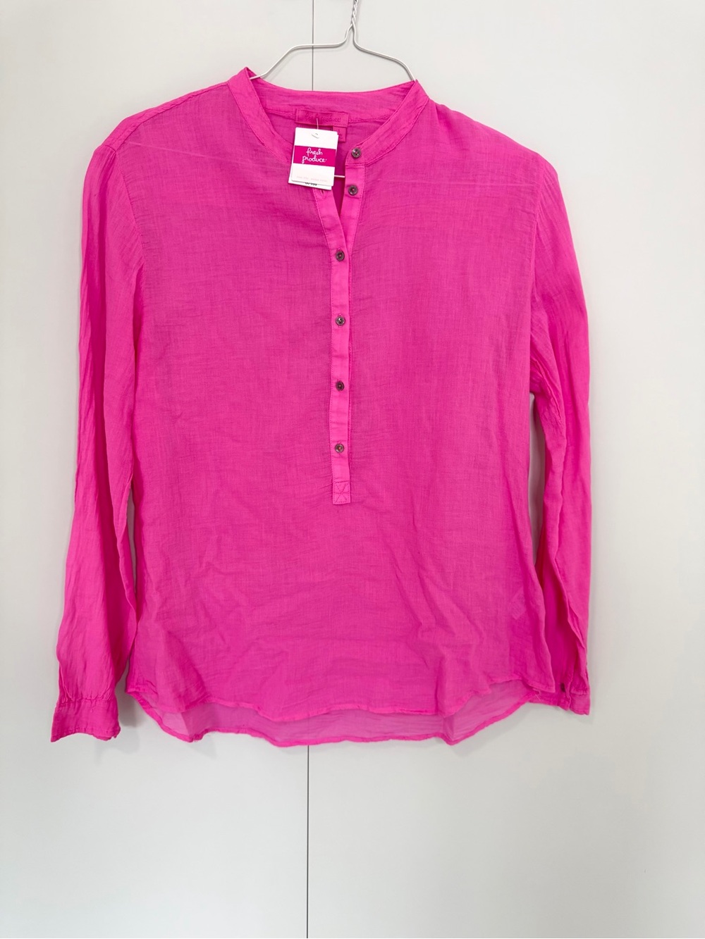 FRESH PRODUCE Monday Mandarin Collar Shirt Tunic in Tea Rose Pink 21957